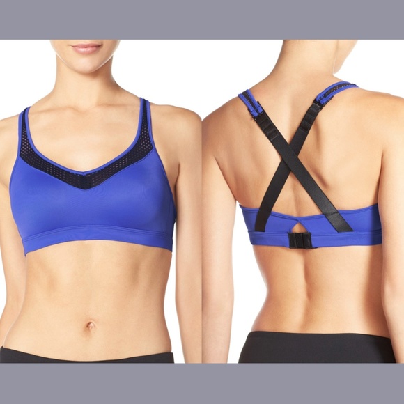 NWT Wacoal [ 36 A/B ] Impact Mesh Cross Back Sports Bra in Dazzling Blue‎ - Picture 1 of 12